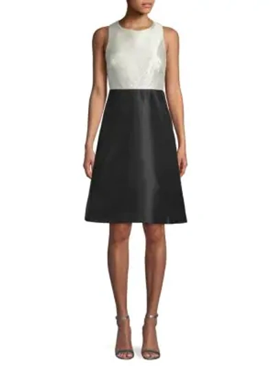 Calvin Klein Embellished A-line Dress In Cream Black