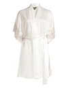 Natori Lace-trim Satin Robe In White
