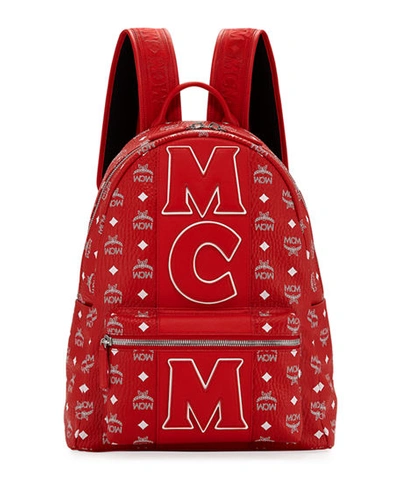 Mcm Men's Exclusive Monogram Backpack In Red