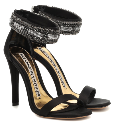 Alexandre Vauthier Nina Embellished Satin Sandals In Black