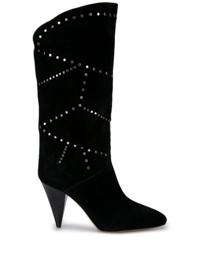 Isabel Marant Lestee Studded Suede Ankle Boots In Black