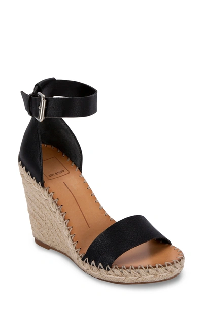 Dolce Vita Women's Noor Espadrille Wedge Sandals In Black Leather