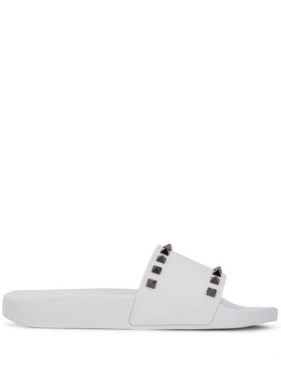 Valentino Garavani Rockstud Pvc Slide Sandals In White