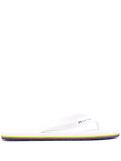Ps By Paul Smith Dale Multi-coloured Edge Flip-flops In White