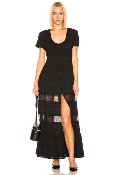Jonathan Simkhai Lace Front Slit Maxi Dress In Black