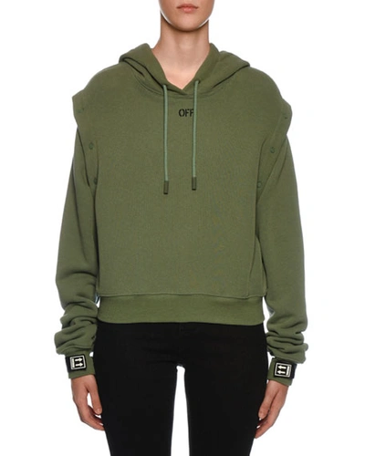 Off-white Snap-off Sleeve Hooded Sweatshirt, Olive