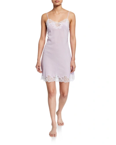 Natori Lace-trim Cotton Chemise In Lavender