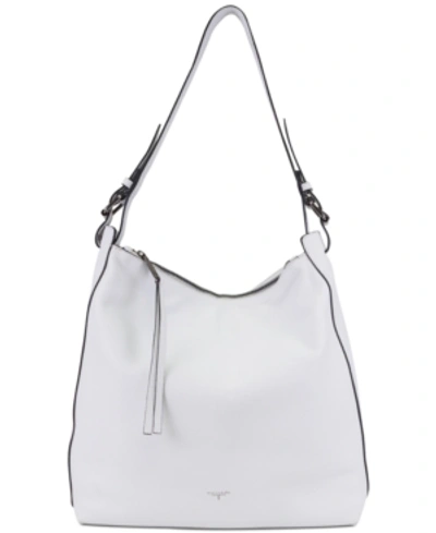 T Tahari Kerry Leather Bucket Bag In Pearl/silver