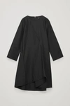 Cos Asymmetric-pleat Dress In Black