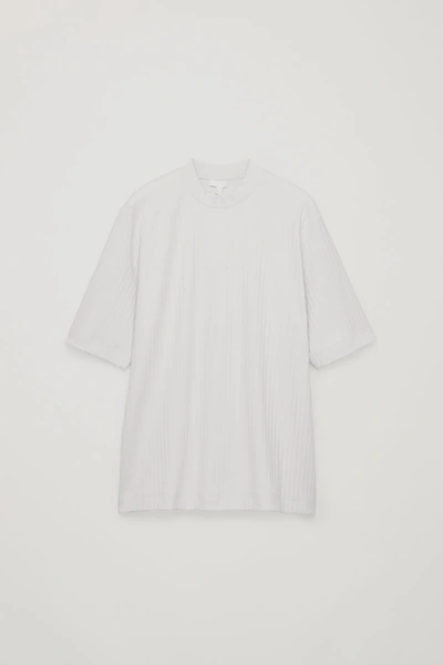 Cos Long Organic-cotton Rib T-shirt In Brown