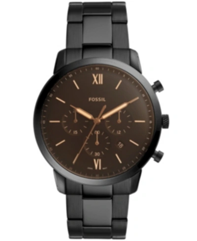 Fossil Men's Bronson Chronograph Black Stainless Steel Bracelet Watch 44mm In Black/ Brown