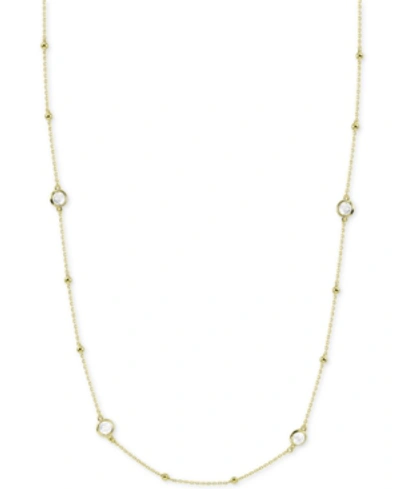 Argento Vivo Crystal Bezel & Bead 36" Chain Necklace In Gold-plated Sterling Silver