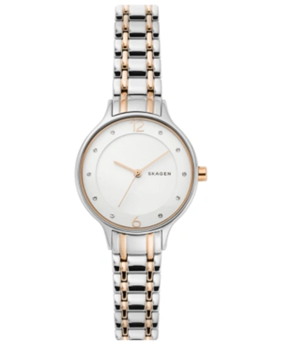 Skagen Women's Anita Two-tone Stainless Steel Rose Gold-tone Stainless Steel Bracelet Watch 30mm In Two-tone Rosegold