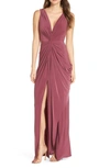 Katie May Leo Twist Front Evening Dress In Berry