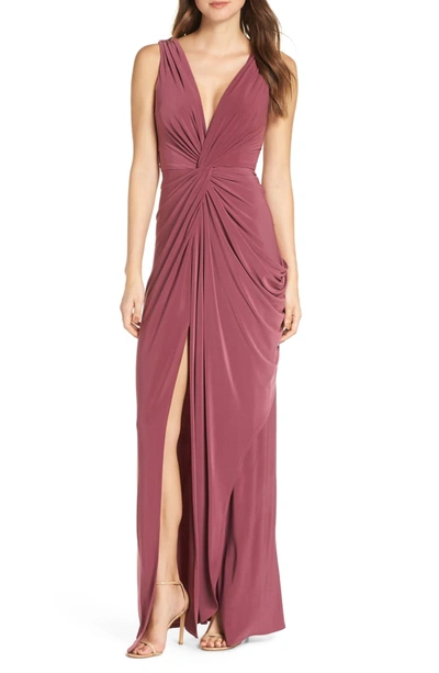 Katie May Leo Twist Front Evening Dress In Berry