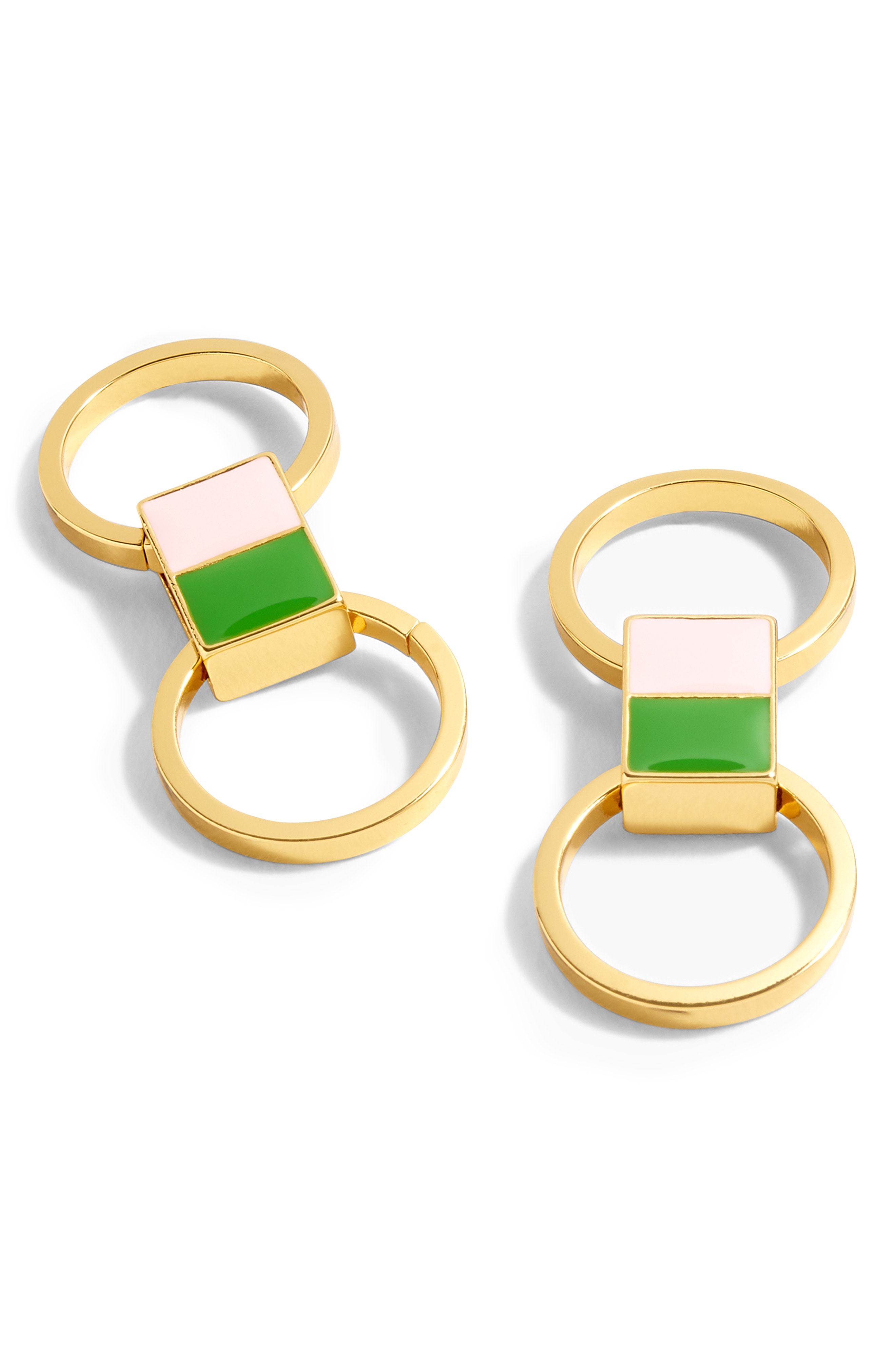 J.crew Enamel Drop Hoop Earrings In Gold/ Pink/ Green ModeSens