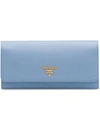 Prada Logo Continental Wallet In F0uhz Astral Blue+sea Blue