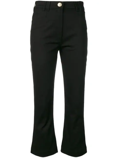 Balmain Crop Flare Jeans In Black