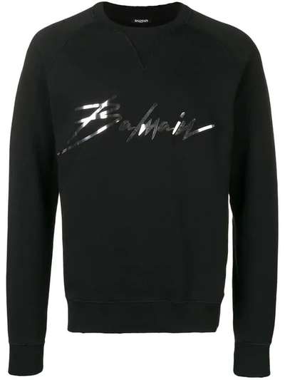 Balmain Foiled Signature Logo Sweatshirt In Black