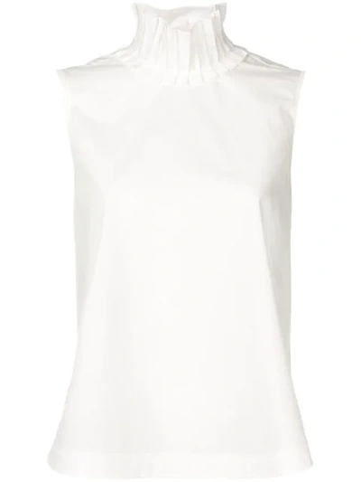 Fendi Frill Collar Sleeveless Blouse In White