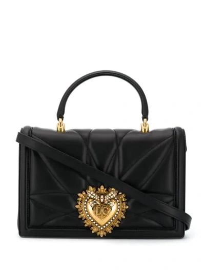Dolce & Gabbana Quilted-effect Devotion Tote Bag In Black