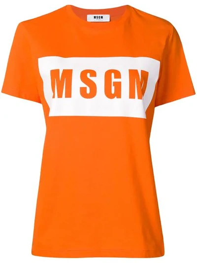 Msgm Logo Print T In Orange