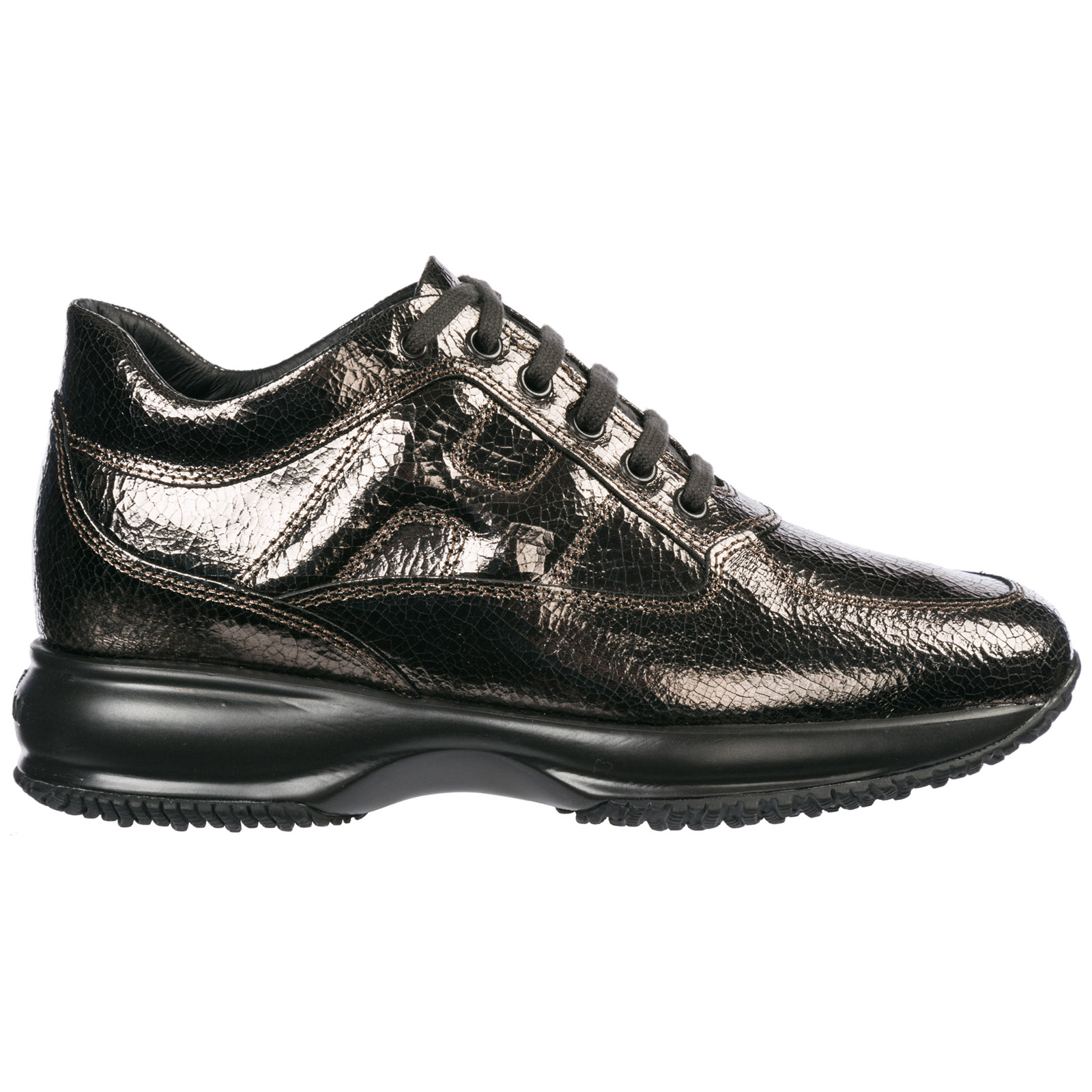 Hogan Women's Shoes Leather Trainers Sneakers Interactive In Grey