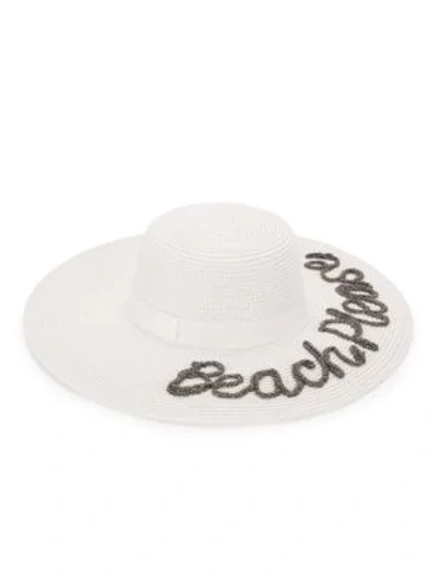 August Hat Company Beach Please Embroidered Sun Hat In White
