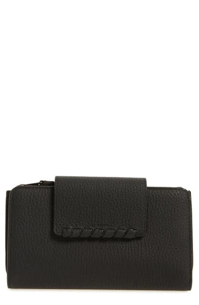 Allsaints Kita Japanese Leather Wallet In Black/silver