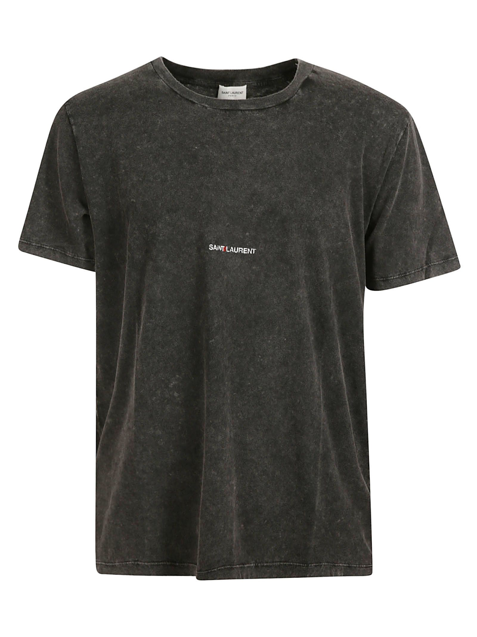 Saint Laurent Yves Logo Print T-shirt In Dark Grey | ModeSens
