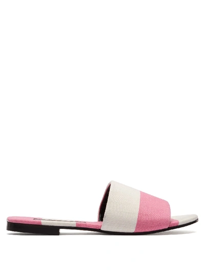 Avec Modération Monaco Striped Canvas Slides In Riviera Pink