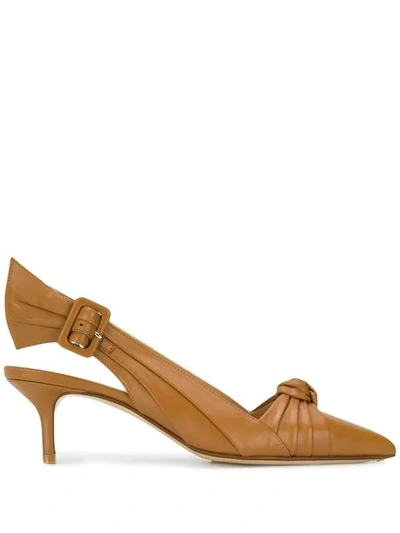 Francesco Russo Knot Front Slingback Pumps In Brown