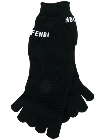 Fendi Branded Toe Socks In Black