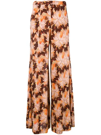 L'autre Chose Printed Palazzo Pants In Brown