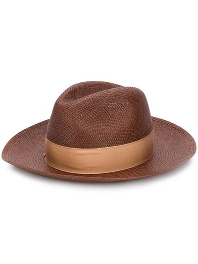 Borsalino Upturned Brim Hat In Brown