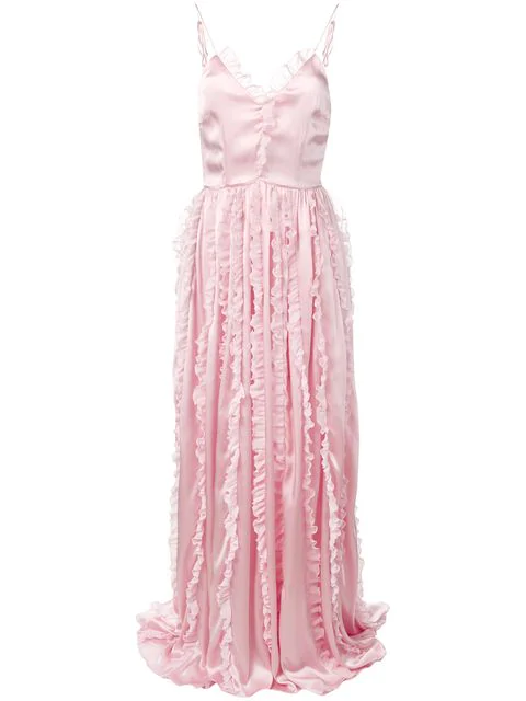 Brognano Ruffled Trim Long Dress In Pink | ModeSens
