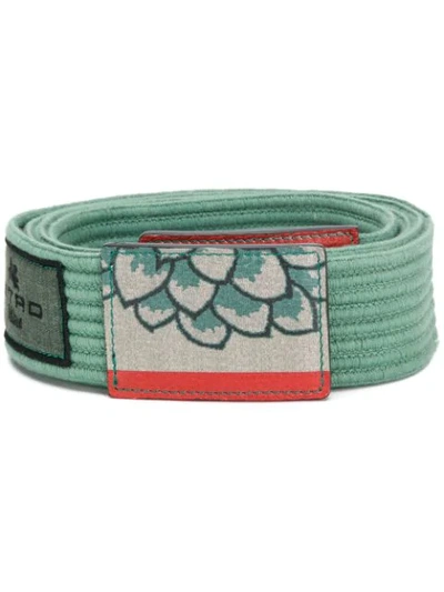 Etro Printed Woven Belt In Green