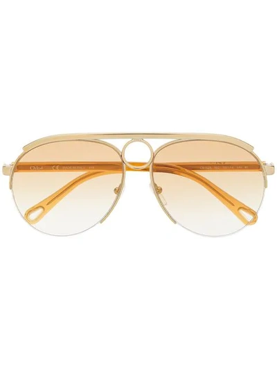 Chloé Romie Aviator-frame Sunglasses In Gold