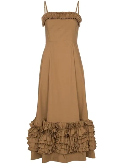 Molly Goddard Susie Ruffled Dress In Brown