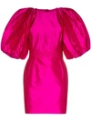 Ronald Van Der Kemp Volume Sleeve Silk Mini Dress In Pink