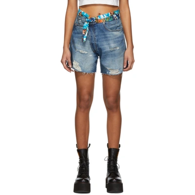 R13 Jasper Tie-waist Denim Shorts In Jasper W Rips