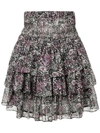 Isabel Marant Ruffle Layered Paisley Skirt In Black