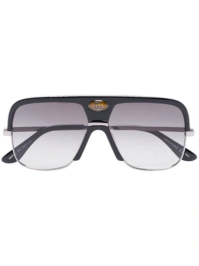 Gucci Black Gradient Lens Aviator Sunglasses