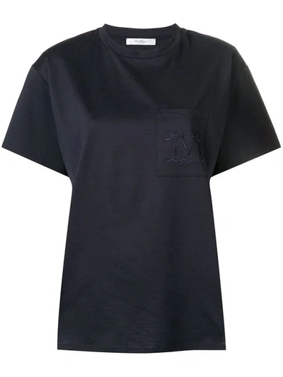 Max Mara Monogram Pocket T-shirt In Blue