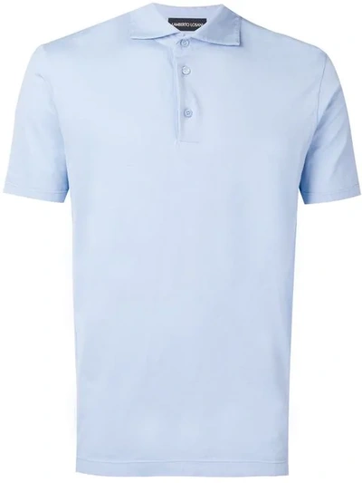 Lamberto Losani Spread Collar Polo Shirt In Blue