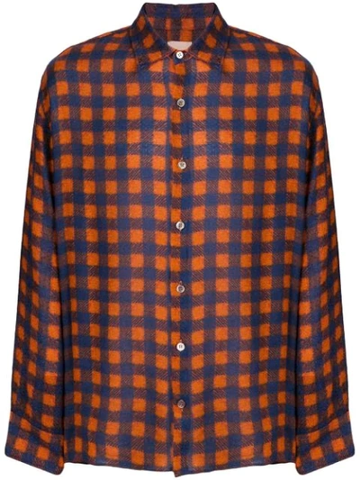Federico Curradi Check-pattern Long-sleeve Shirt In Orange