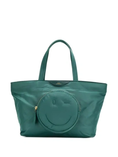 Anya Hindmarch Smiley Tote Bag In Green