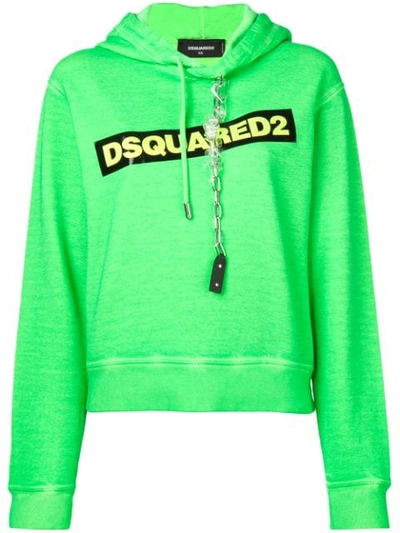 Dsquared2 Logo Chain Detail Hoodie In Green