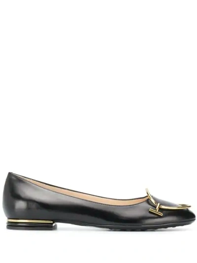 Tod's Metal Detailed Ballerinas In Black