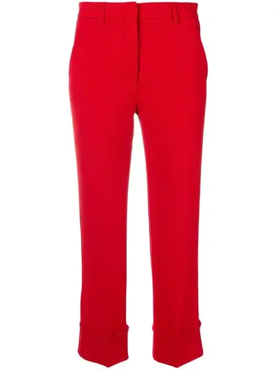 L'autre Chose Slim Turn Up Trousers In Red